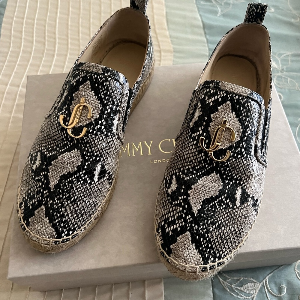 NWT Gorgeous Jimmy Choo snakeskin espadrilles Sz 8